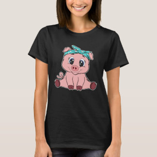 Camiseta Cute pig headscarf little pig