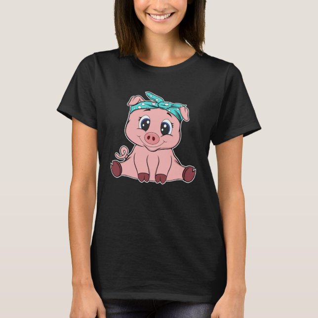 Camiseta Cute pig headscarf little pig (Frente)