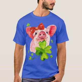 Camiseta Cute Pig Holding Shamrock Happy St Patrick's Day 2