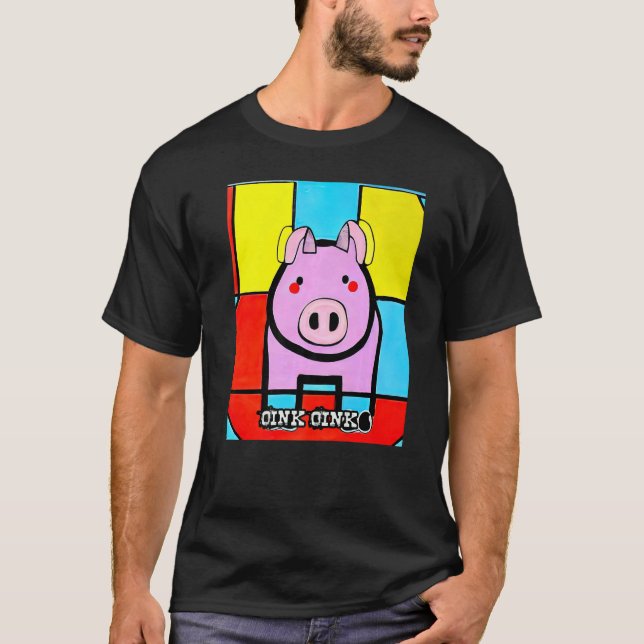 Camiseta Cute Pig Piggie Oink Oink Premium_3 (Frente)