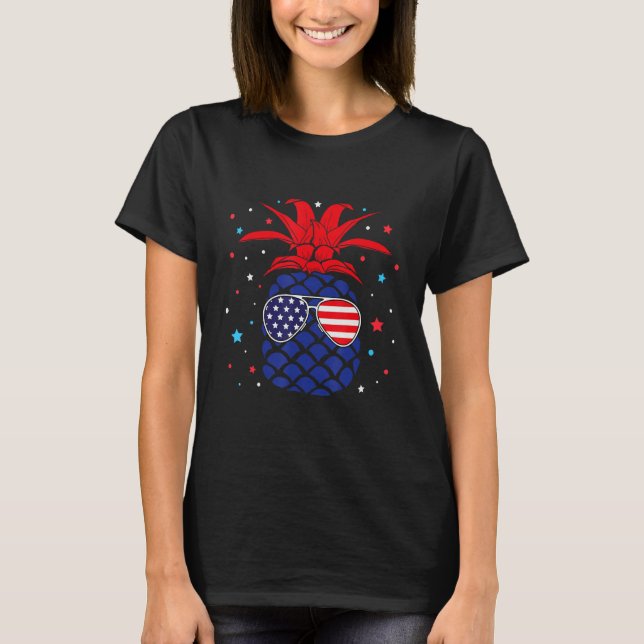 Camiseta Cute Pineapple Costume USA 4th of July Men Women (Frente)