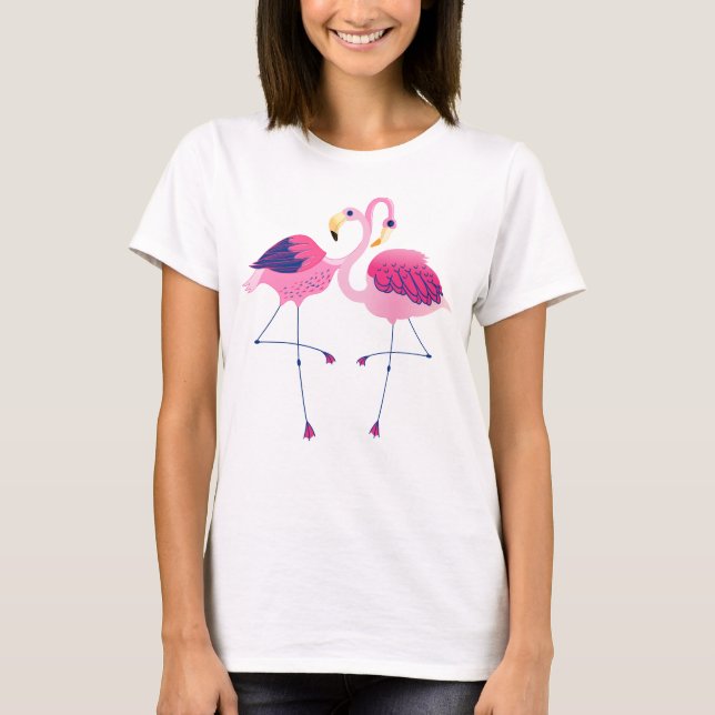 Camiseta Cute Pink Flamingos Illustration Pattern Visor (Frente)