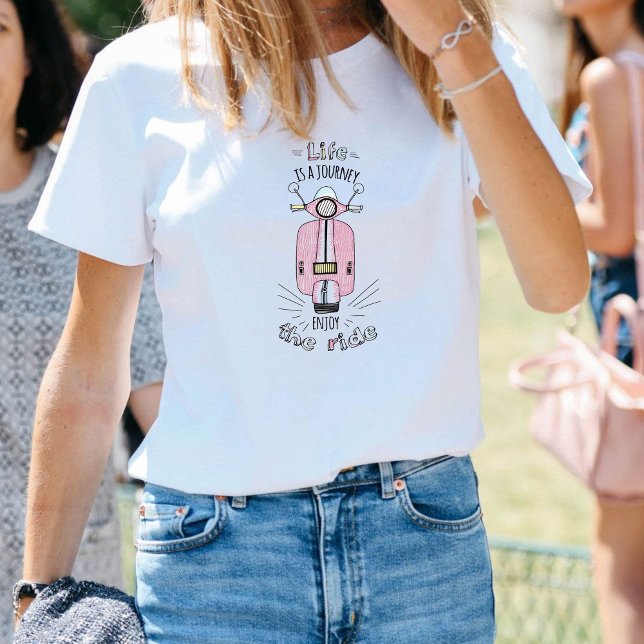 Camiseta Cute Pink Scooter Enjoy the Ride Inspirational  (Criador carregado)