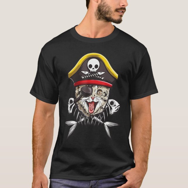 Camiseta Cute Pirate Cat Skull 3 (Frente)