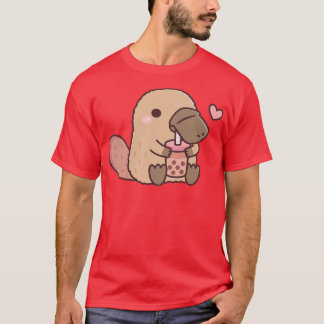 Camiseta Cute Platypus Adora Chá De Bolha Bebendo