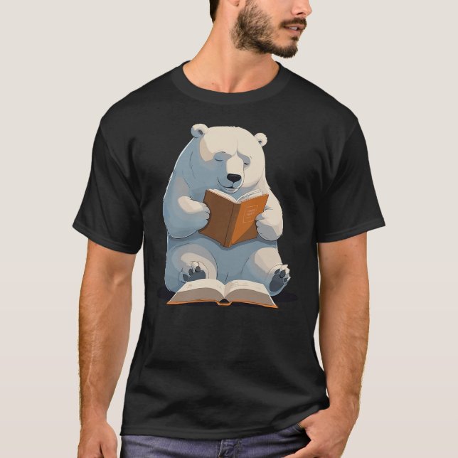 Camiseta Cute Polar Bear is reading a Book, Reading Polar B (Frente)