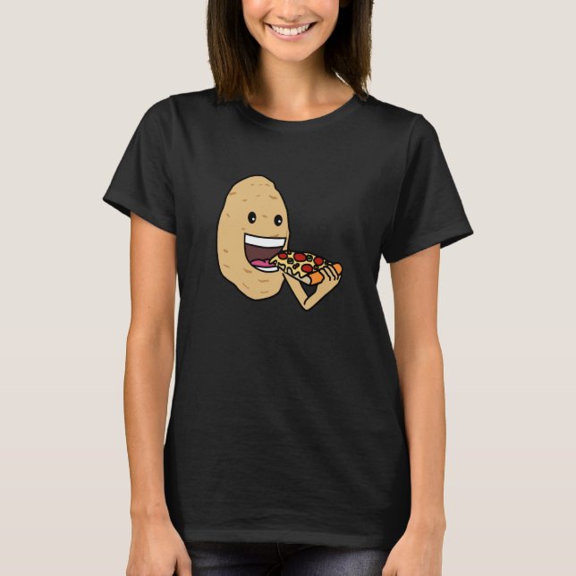 Camiseta Cute Potatoe Pizza Eating Vegetable Hobby Chef (Frente)