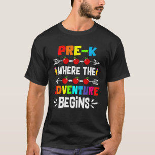 Camiseta Cute Pre K Onde A Aventura Começa De Volta Para Sc