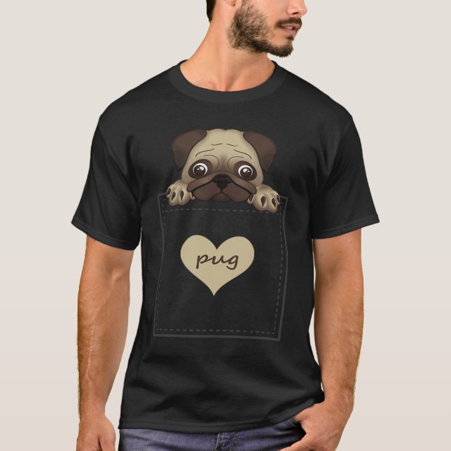 Camiseta cute printed pug in  pocket men women girls boys (Frente)
