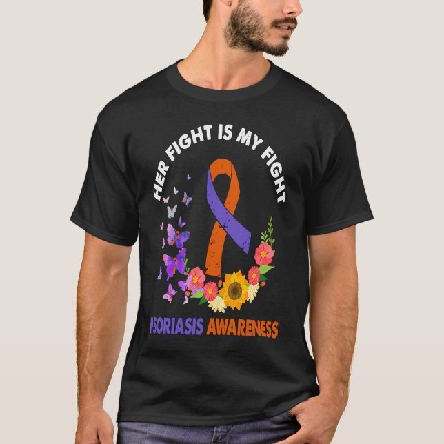 Camiseta Cute Psoriasis Awareness Orange Ribbon Costume Men (Frente)