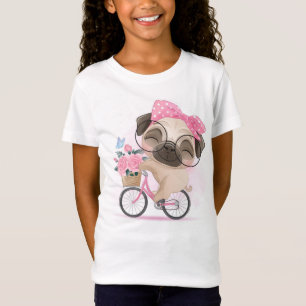 Camiseta Cute Pug andando de bicicleta