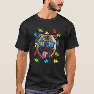 Camiseta Cute Pug Autism Quebra-cabeça Óculos de sol Cuppie
