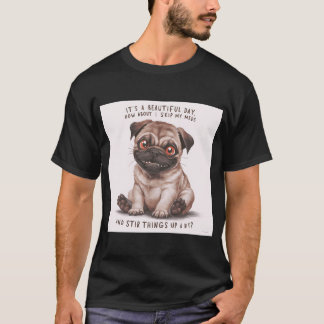 Camiseta Cute pug de aquarela cava