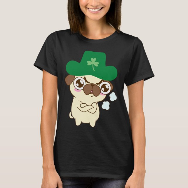 Camiseta Cute Pug Dog St Patrick s Day  Dog St Patrick s Ha (Frente)