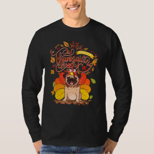 Camiseta Cute Pug Feliz Ação de Graças Turquia Cão Cachorro