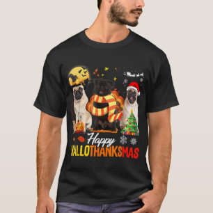 Camiseta Cute Pug Happy Hallothanksmas Halloween Thanksgivi