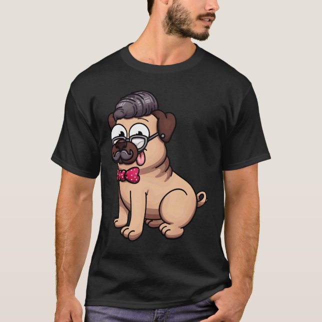 Camiseta Cute Pug Hipster Clássico 602 (Frente)
