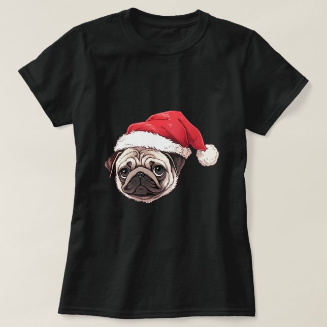 Camiseta Cute Pug Papais noeis Natal xmass Boys Cachorro xm (Frente do Design)