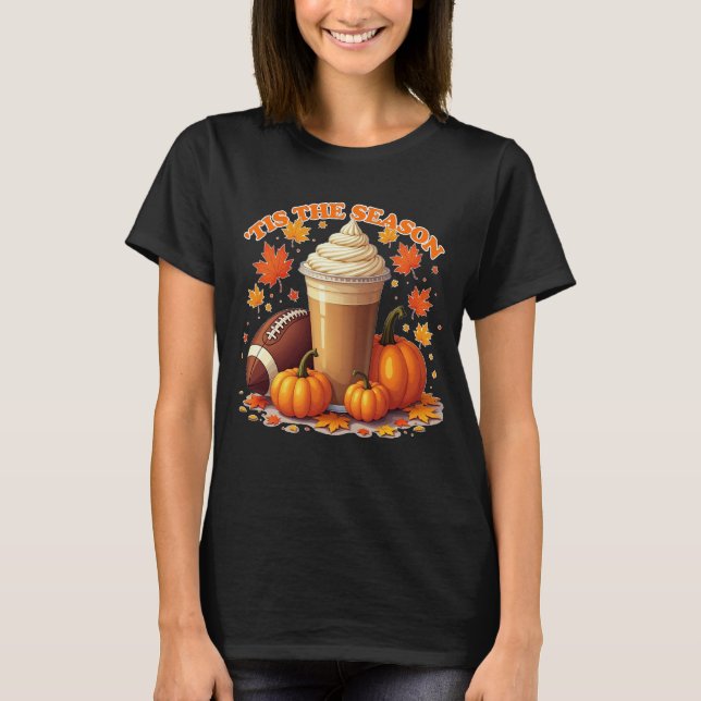 Camiseta Cute Pumpkin Spice no outono de futebol (Frente)