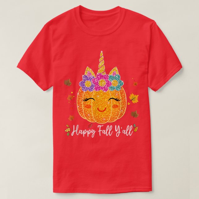 Camiseta Cute Pumpkin Unicorn Halloween Thanksgiving  (Frente do Design)