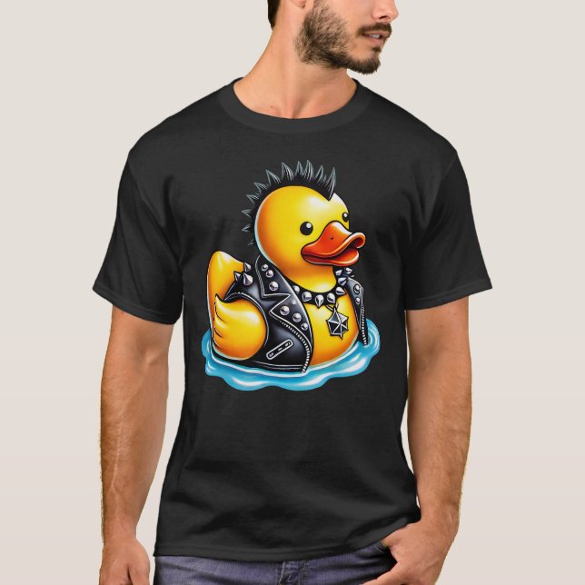 Camiseta Cute Punk Rubber Duck Rock'n Roll Goth, Funny Duck (Frente)