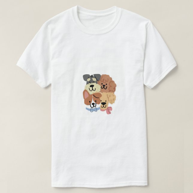 Camiseta Cute Puppy Faces Pattern Art (Frente do Design)