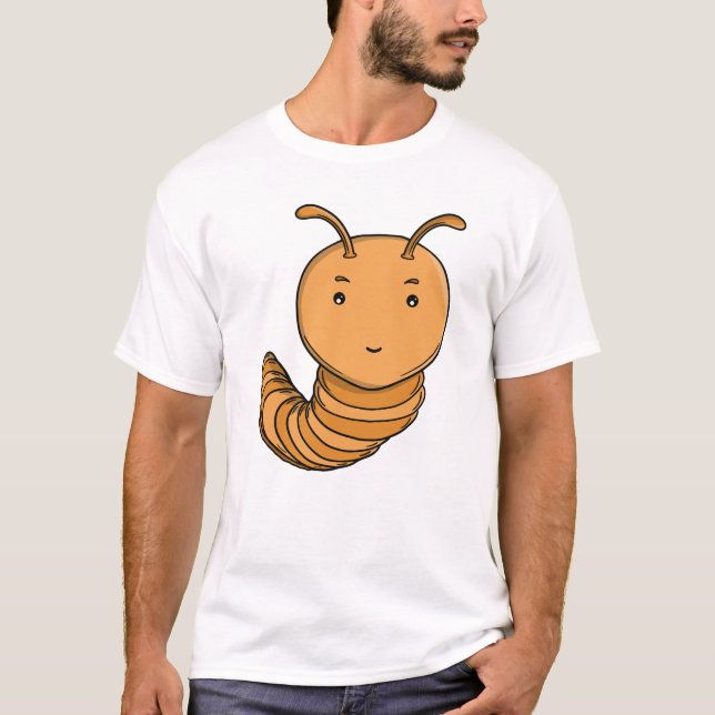 Camiseta Cute Purple Centipede Happy Kawaii Caterpillar  (Frente)