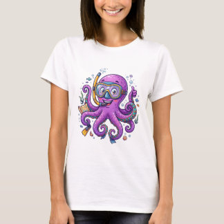 Camiseta Cute Purple Octopus Treasure Hunter