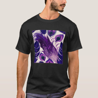 Camiseta Cute Purple Peacock Feathers Illustration Birds Wo