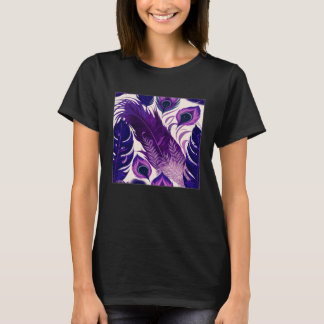 Camiseta Cute Purple Peacock Feathers Illustration Birds Wo