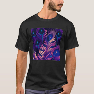 Camiseta Cute Purple Peacock Feathers Illustration Birds Wo