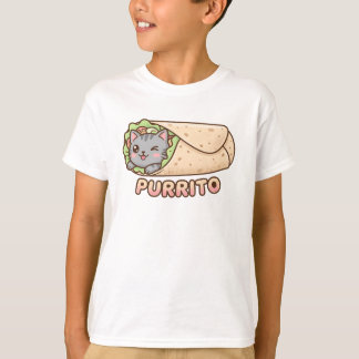 Camiseta Cute Purrito Cat Burrito Funny Pun Kawaii Kids T-S