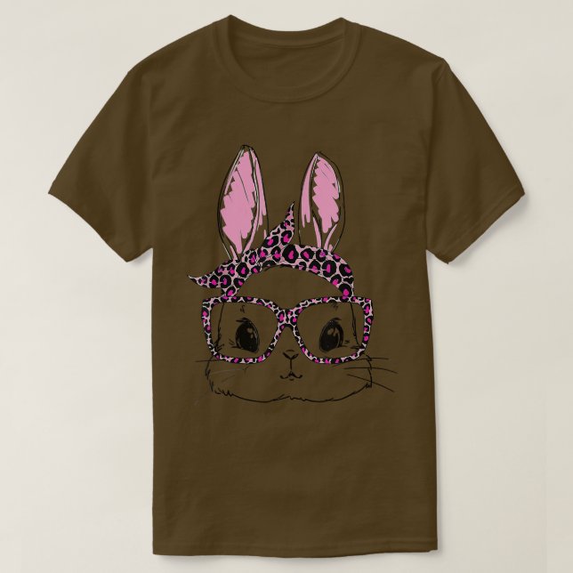 Camiseta Cute Rabbit Bunny Face Leopard Glasses Headband Ea (Frente do Design)