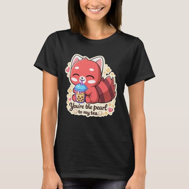 Camiseta Cute Rabbit drinking bubble tea, boba tea (Frente)