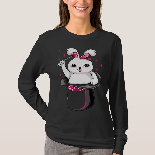 Camiseta Cute Rabbit In A Hat  Magician Performer Illusioni (Frente)
