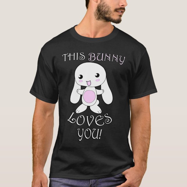 Camiseta Cute Rabbit  , Quote This Bunny Loves You Easter (Frente)