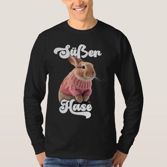 Camiseta Cute Rabbit Retro Winter Ski Rabbit (Frente)