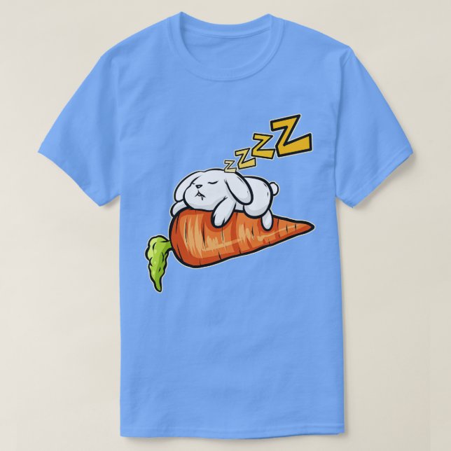 Camiseta Cute Rabbit Sleeping On A Carrot On Easter  (Frente do Design)