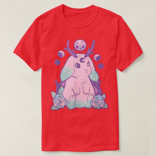 Camiseta Cute Rabit Moon Phase Kawaii Pastel Gótico Para Ma (Frente do Design)