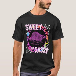 Camiseta Cute Raccoon 90s Nostalgia Rainbow Leopard Impress