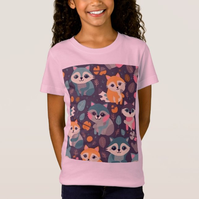 Camiseta Cute Raccoon Colorido (Frente)