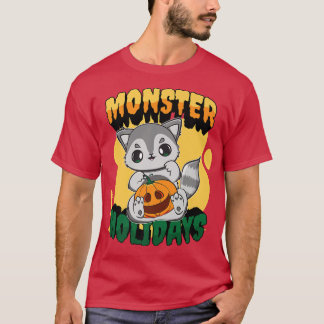 Camiseta Cute Racoon Com JackOLantern Pumpkin Para Hallowee