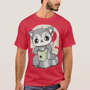 Camiseta Cute Racoon Lê Um Livro Para O Bookworm E O Book L