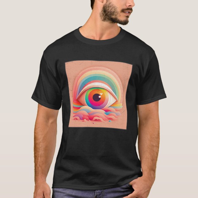 Camiseta Cute Rainbow Eye Illustration Colorful Tears Uniqu (Frente)
