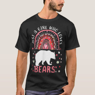 Camiseta Cute Rainbow Just A Girl Who Loves Bears Leopard