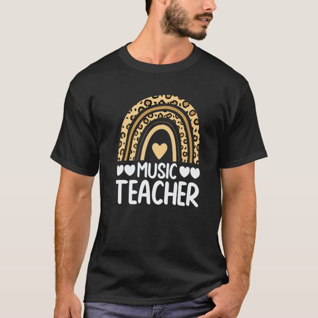 Camiseta Cute Rainbow Leopard Music Teacher Men And Women   (Frente)