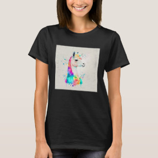 Camiseta Cute Rainbow Llama Paint Splatter Illustration Col