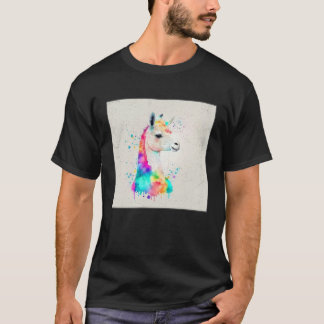 Camiseta Cute Rainbow Llama Paint Splatter Illustration Col