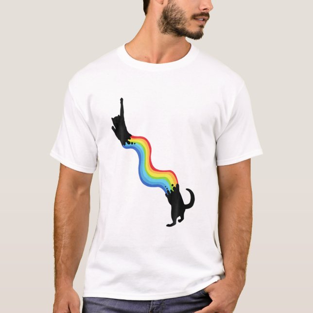 Camiseta Cute Rainbow Retro Cat Lover Colorful Kitten Vinta (Frente)