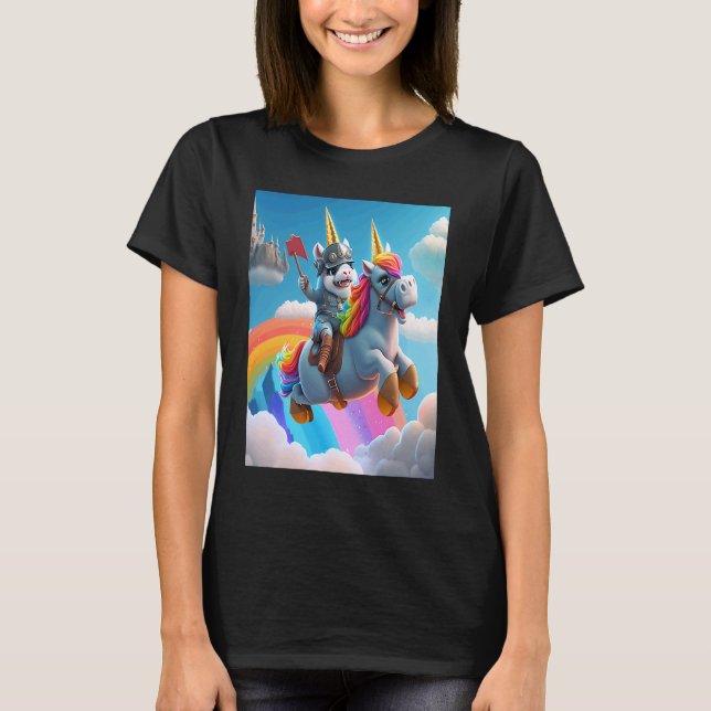 Camiseta Cute Rainbow Unicorn Otter Riding A Unicorn  1 (Frente)